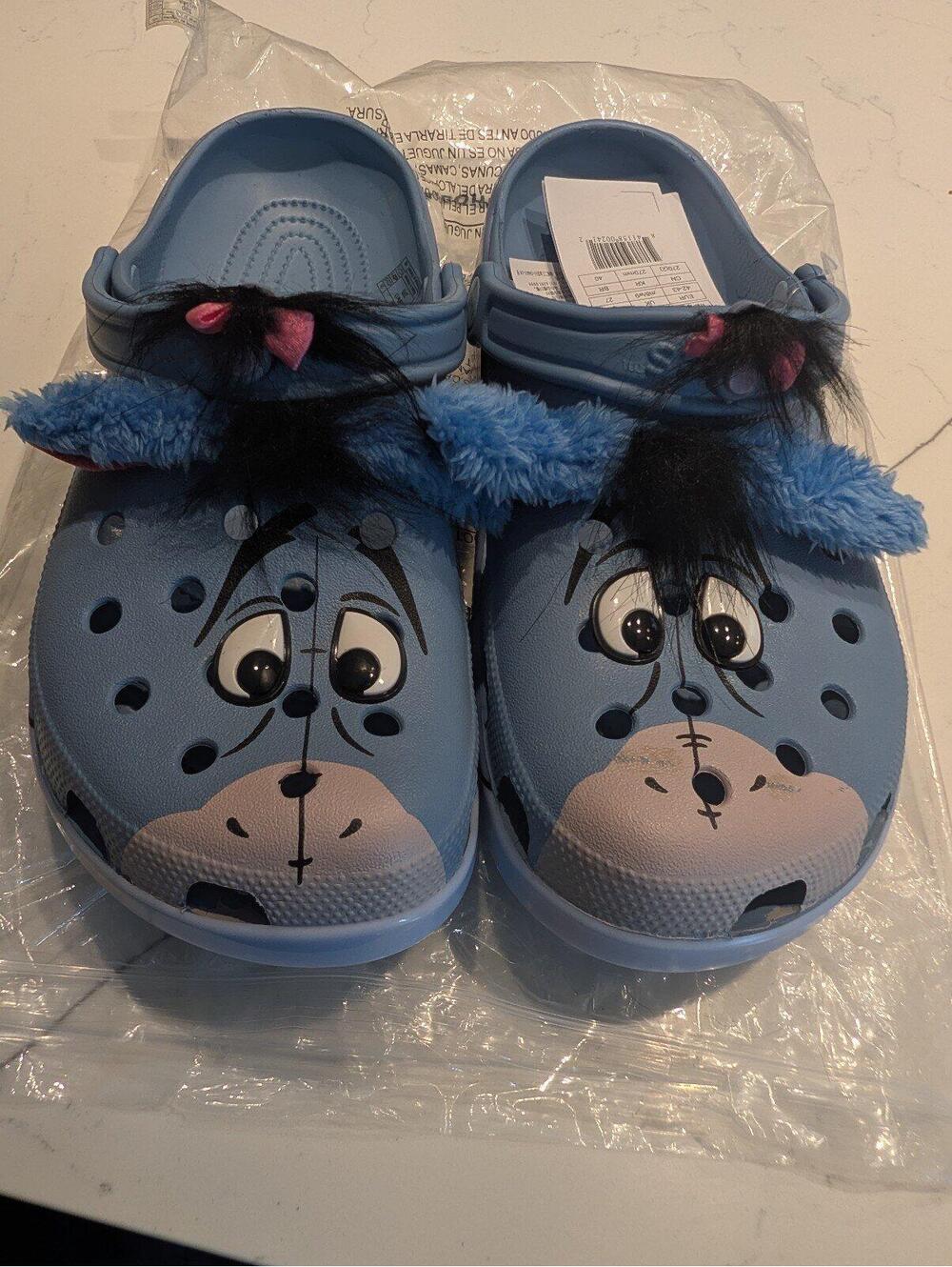 Crocs Eeyore Character Clogs Blue Fuzzy Lined Unisex Size 9/11